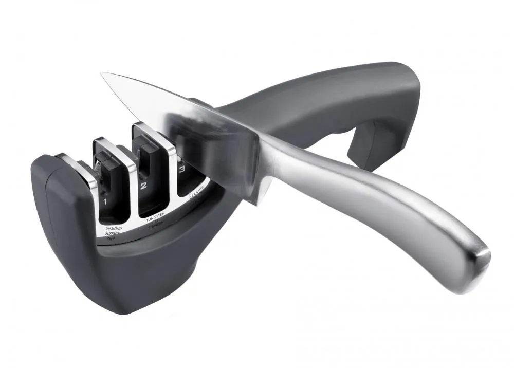 Westmark Messerschärfer Deluxe mit Messer, 3-Stufen-Schleifer