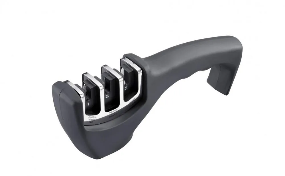 Westmark Messerschärfer Deluxe 3-Stufen Handgerät für Küchenmesser schwarz
