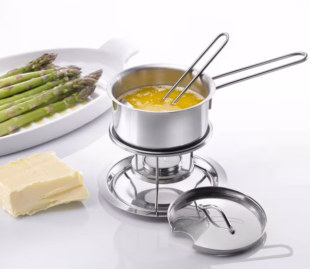 Westmark Butterpfännchen Soßenwärmer mit Stövchen, Butter schmelzen für Spargel
