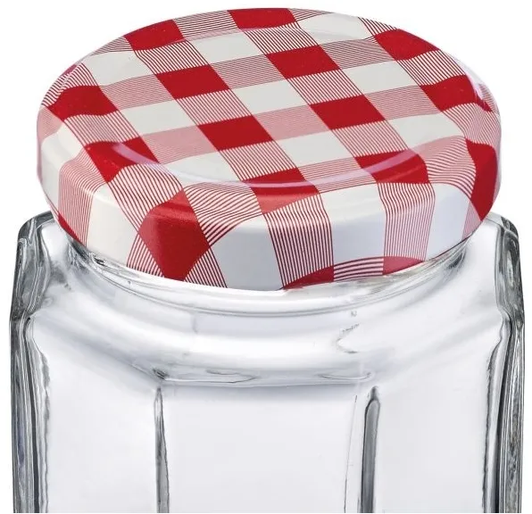 Westmark Einmachglas eckig 191 ml Schraubdeckel rot kariert 6er Set