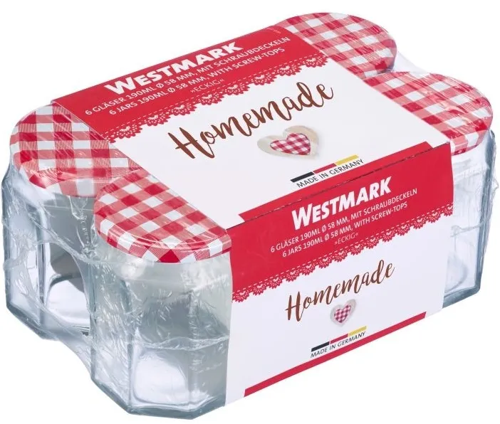 Westmark Einmachglas eckig 191 ml 6er Set Schraubdeckel Homemade