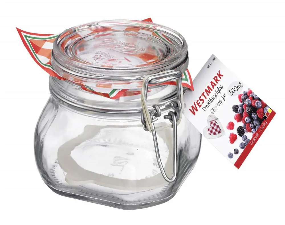 Westmark Fido Drahtbügelglas 500 ml mit Gummiring, eckig