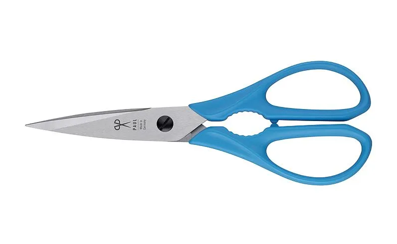 Scherenmanufaktur Paul Küchenschere Mikroverzahnung blau, Edelstahlklinge