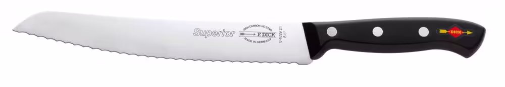 Dick Superior Brotmesser mit Wellenschliff, schwarzer Griff, Edelstahlklinge