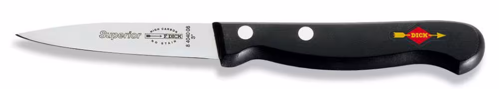 Dick Superior Küchenmesser 8 cm, schwarzer Griff, Edelstahlklinge