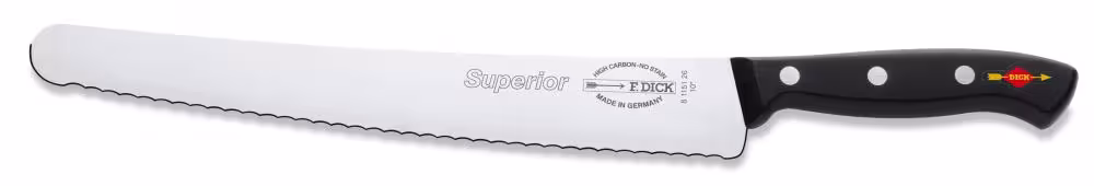 Dick Universalmesser Superior Wellenschliff, langes Brotmesser mit schwarzem Griff