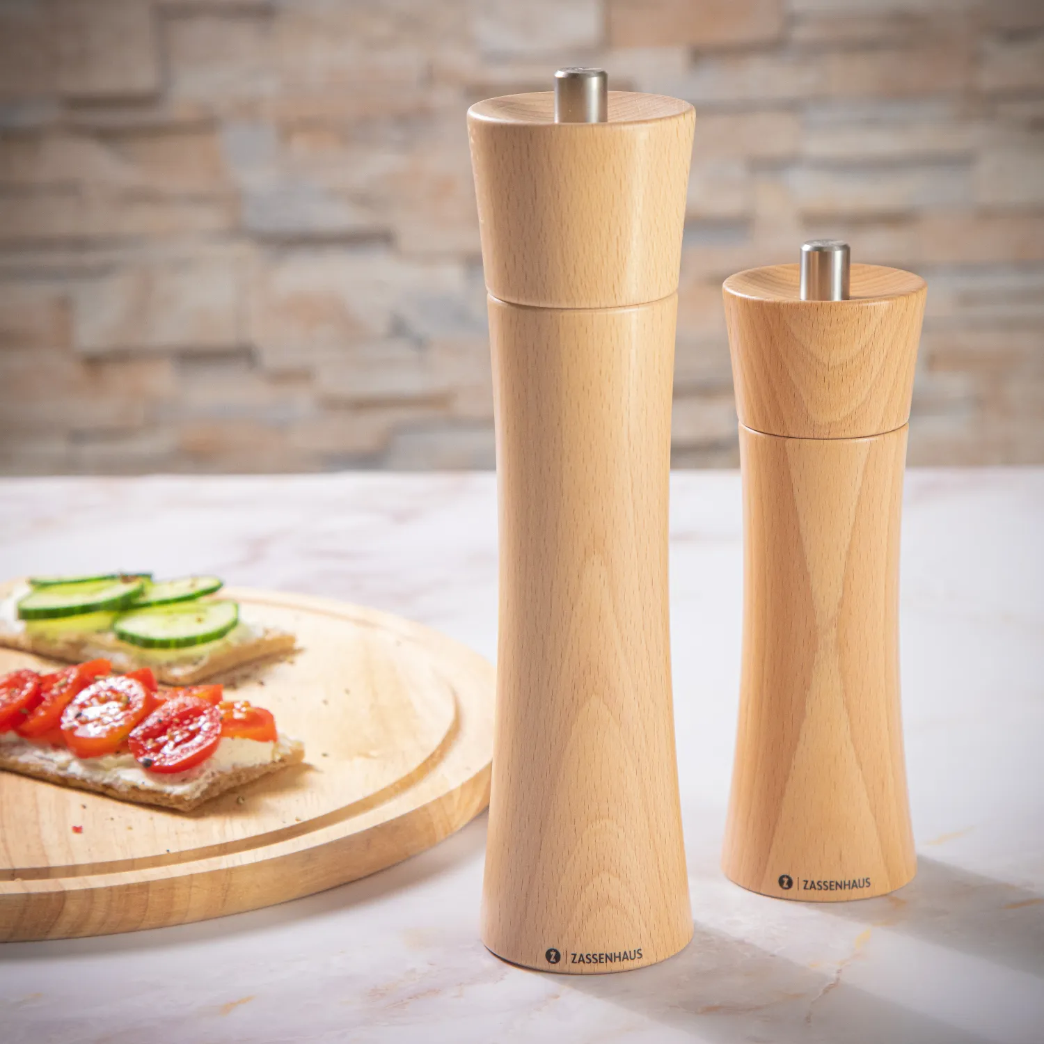 Zassenhaus Pfeffermühle FRANKFURT Buche natur Holz Pfeffermühlen Set