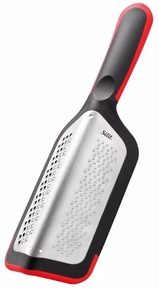 Silit 2in1 Reibe GrateCut Handreibe Edelstahl mit Griff rot-schwarz