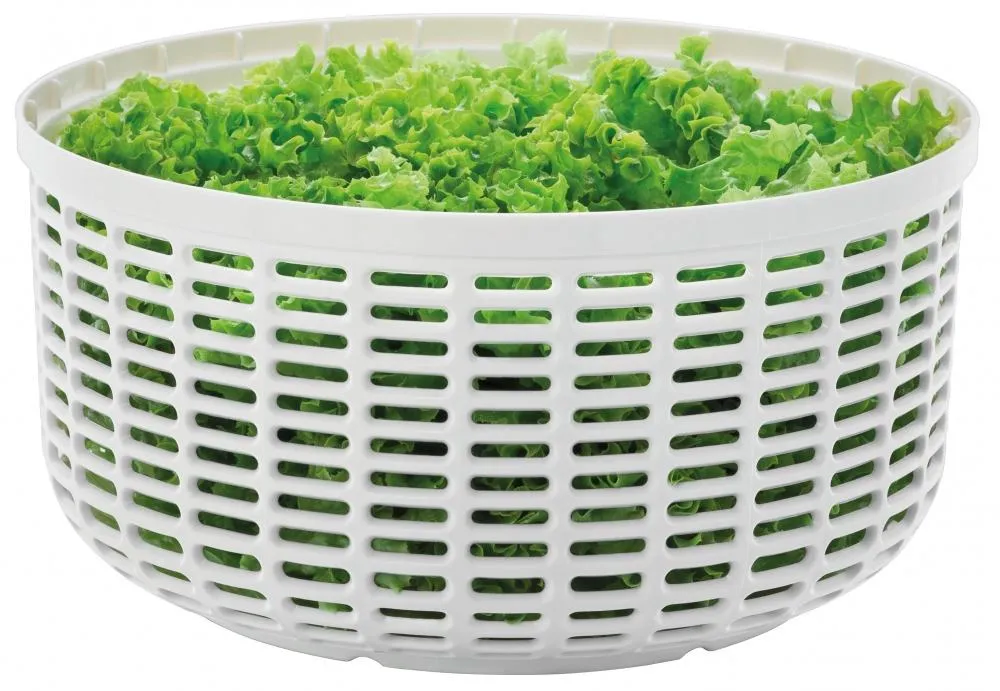 Silit Salatschleuder grün mit Salatkorb und frischem Blattsalat
