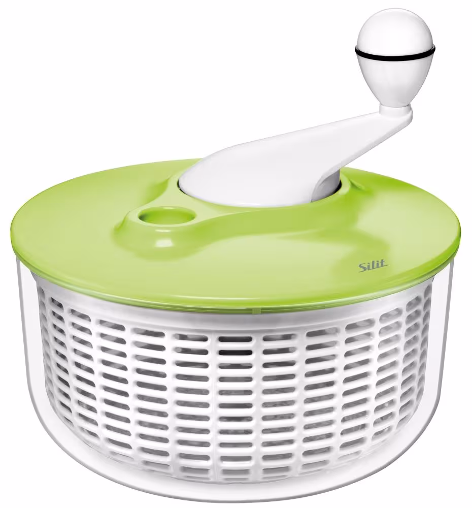 Silit Salatschleuder grün mit Kurbel, Salat trocknen schnell