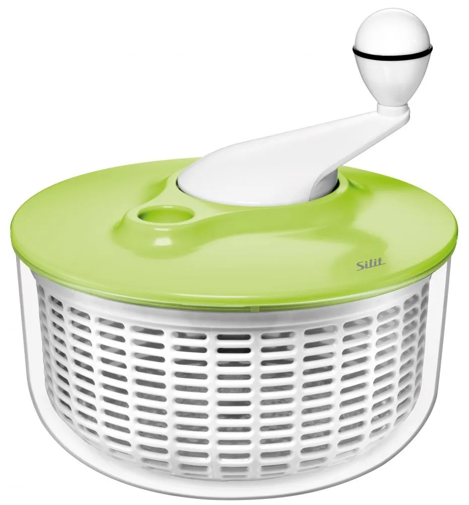 Silit Salatschleuder grün mit Kurbel, Salat trocknen schnell
