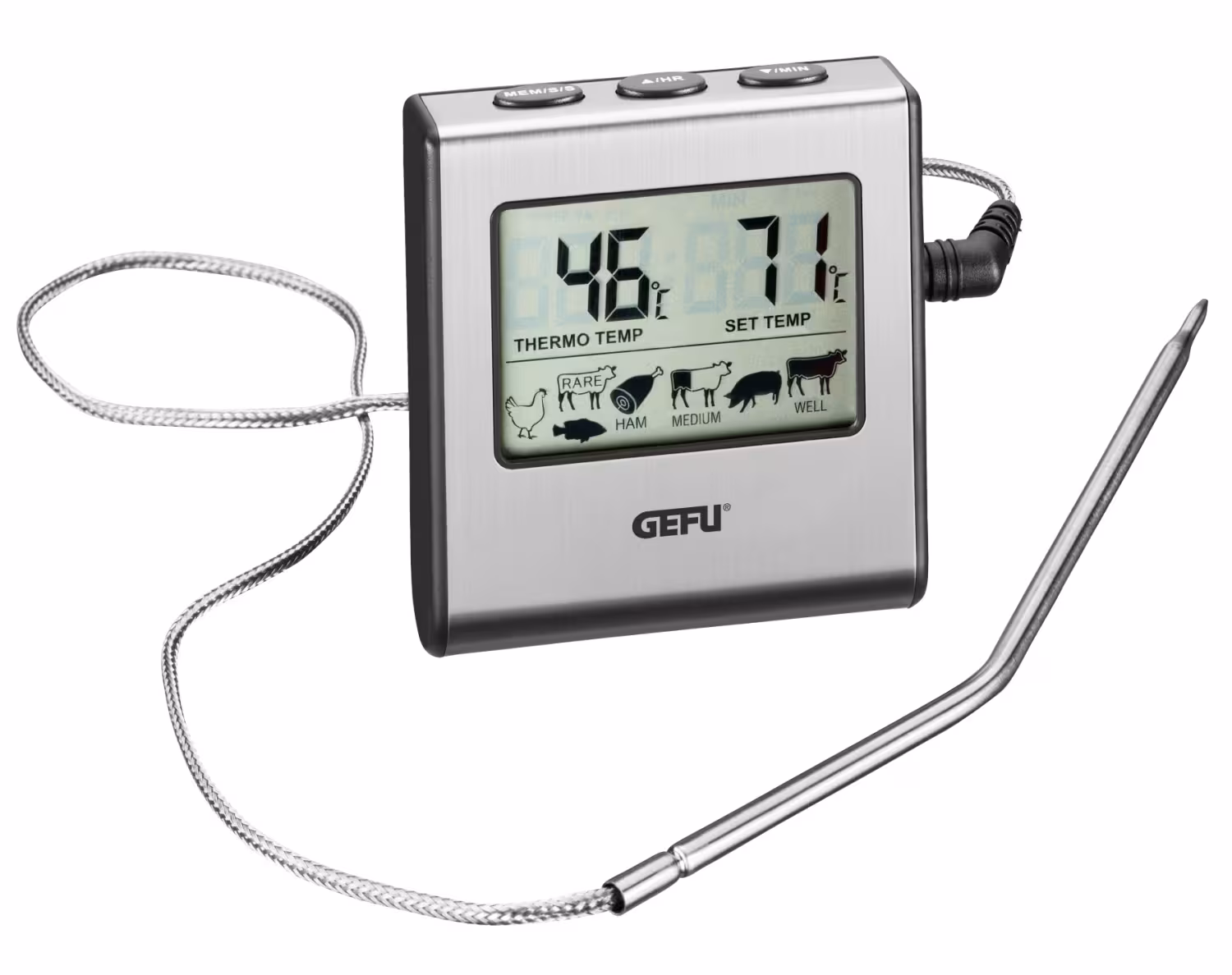 GEFU digitales Bratenthermometer TEMPERE mit Temperaturfühler und Display