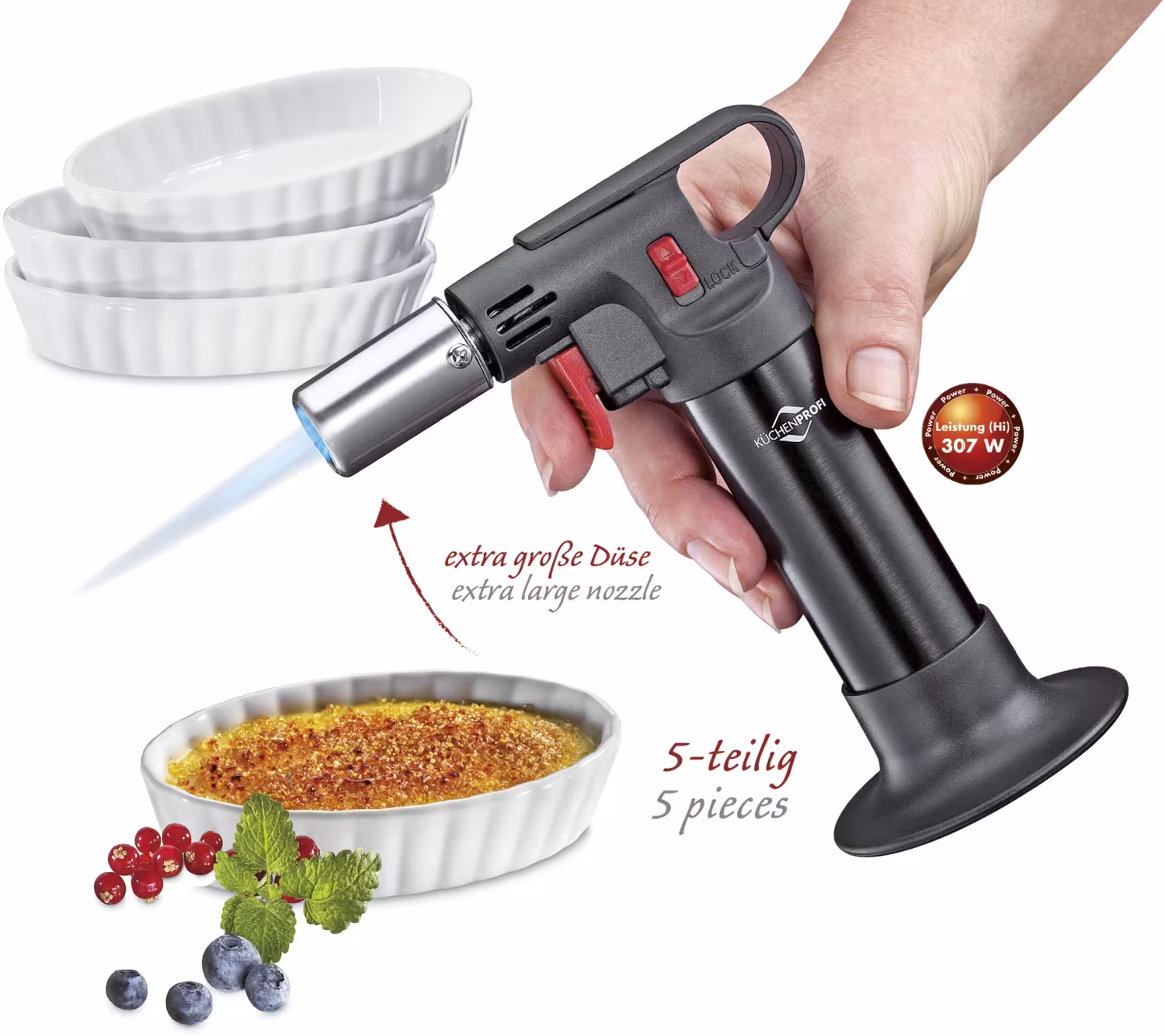 Küchenprofi Creme Brulée Set Eco 5-teilig Flambierbrenner Schalen