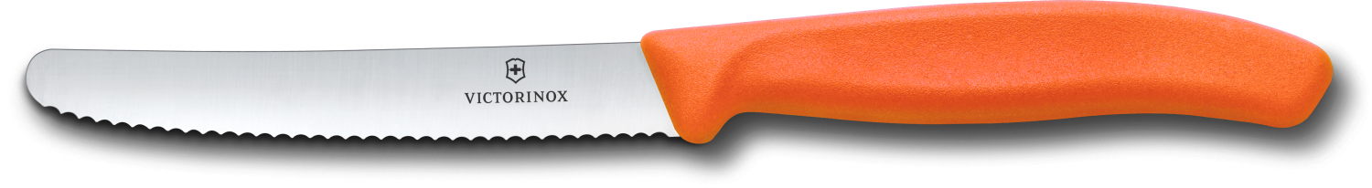Victorinox Tomaten- und Wurstmesser mit Wellenschliff, 11 cm, tangerine orange