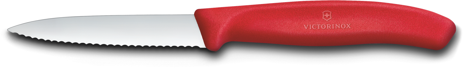 Victorinox Swiss Classic Gem&uuml;semesser mit Wellenschliff, Mittelspitz, 8 cm in rot