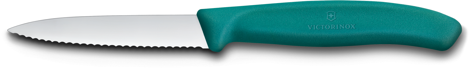 Victorinox Swiss Classic Gem&uuml;semesser mit Wellenschliff, Mittelspitz, 8 cm in gr&uuml;n