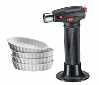 Küchenprofi Creme Brulée Set Eco Flambierbrenner mit 4 Förmchen