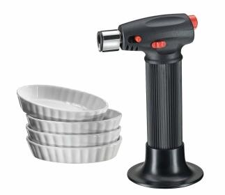 Küchenprofi Creme Brulée Set Eco Flambierbrenner mit 4 Förmchen