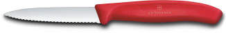 Victorinox Swiss Classic Gemüsemesser mit Wellenschliff, Mittelspitz, 8 cm in rot