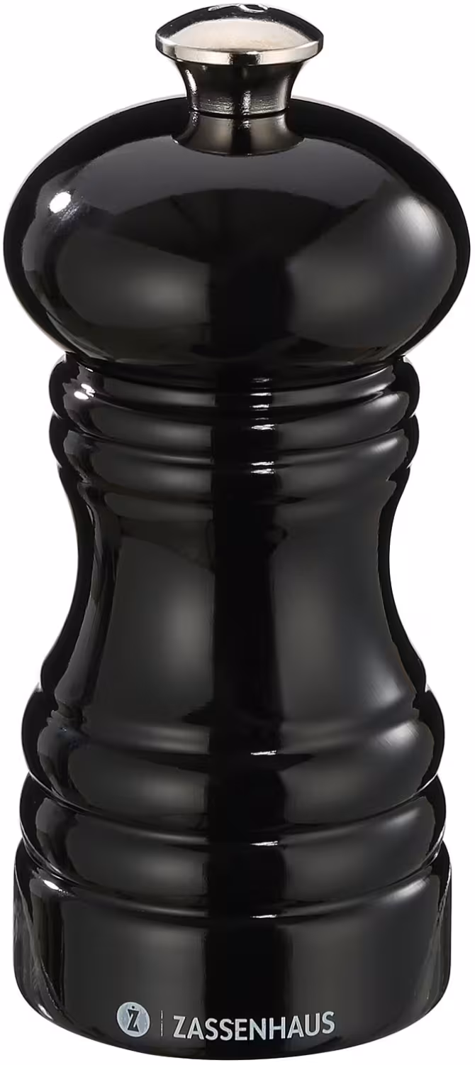 Zassenhaus Salzmühle BERLIN Buche schwarz glänzend mit Edelstahlknopf