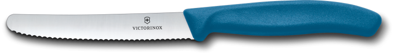 Victorinox Swiss Classic Tomaten- und Wurstmesser mit Wellenschliff, 11 cm in blau