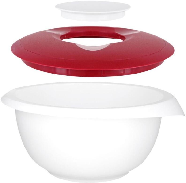 Westmark Rührschüssel zweigeteilter Deckel dunkelrot weißer Einsatz